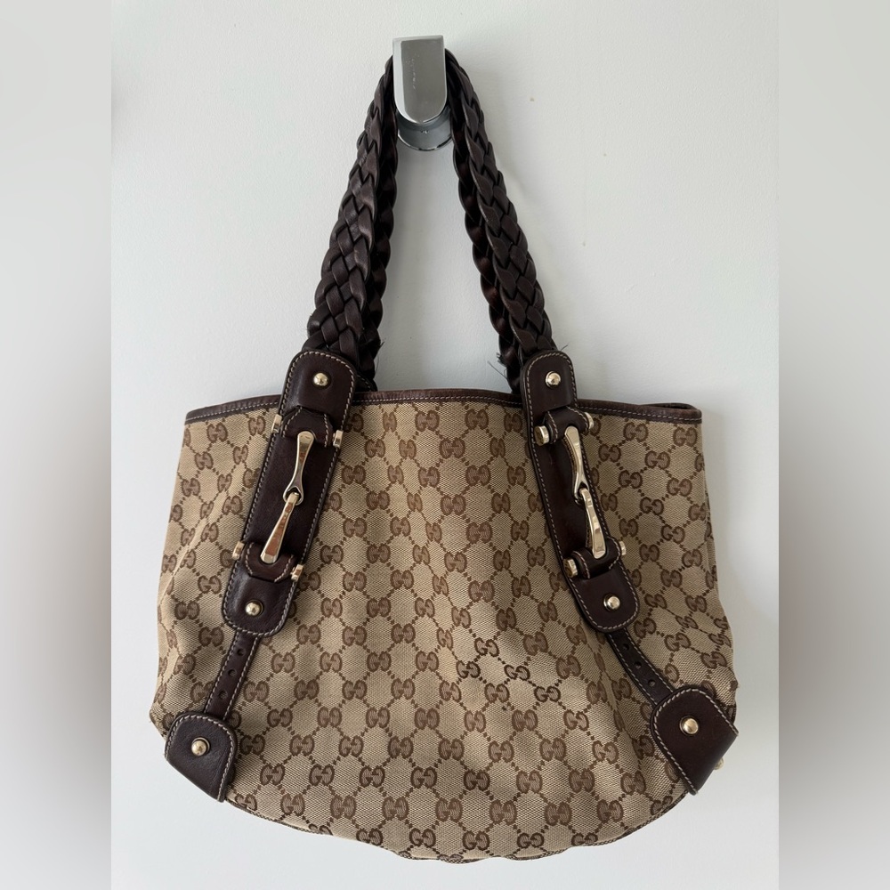 Gucci Pelham Dark Brown Monogram Shoulder Bag with original Dust Bag
